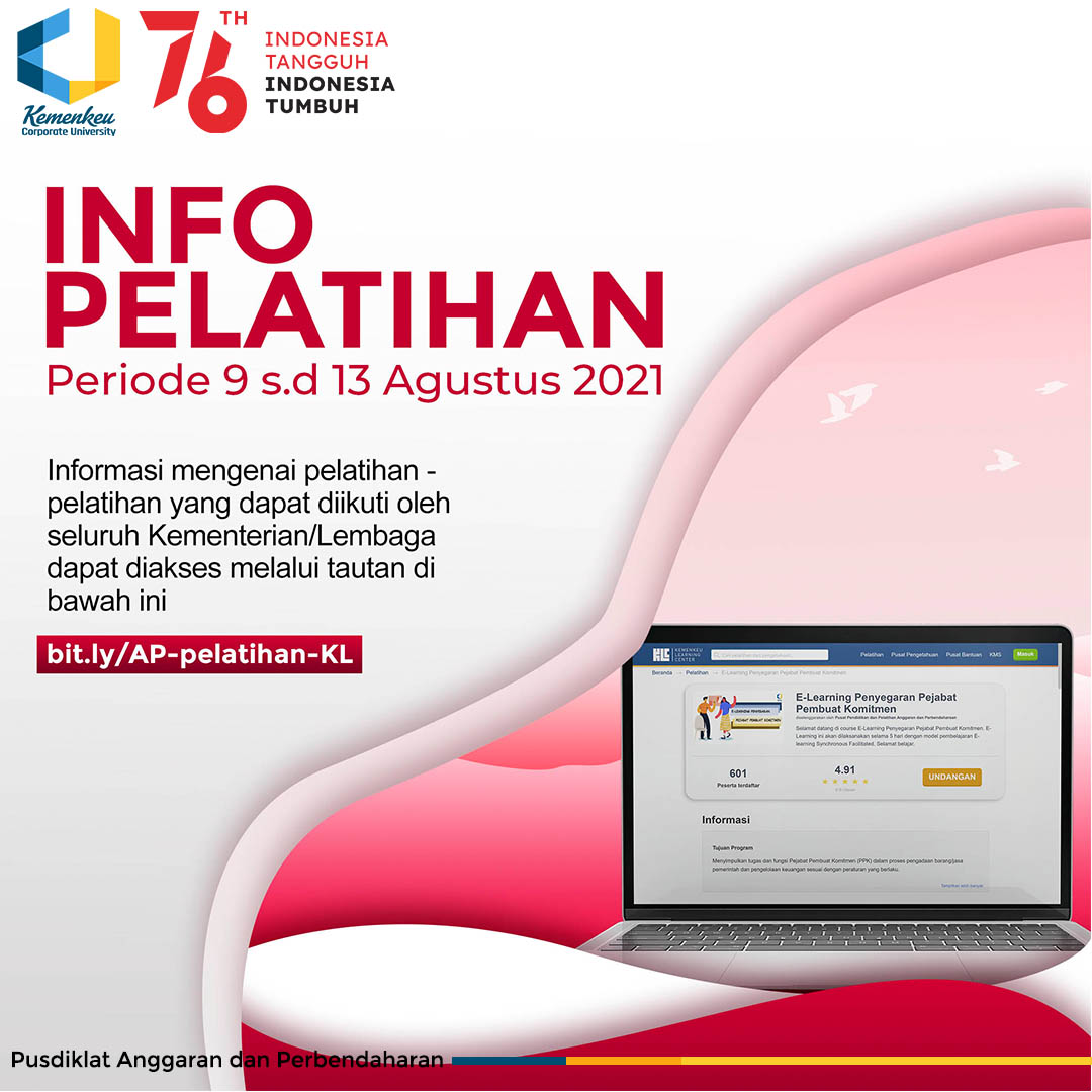 Info Pelatihan Senin, 9 Agustus 2021